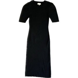 Bohme Rib Knit Bodycon Stretch Dress Black Short Sleeve Size Medium